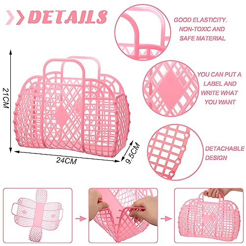 Tatuo 8 Pcs Jelly Bags Bulk Jelly Purse Plastic Basket Party Favor Beach Handbags Easter Egg Basket for Women Girls Kids2