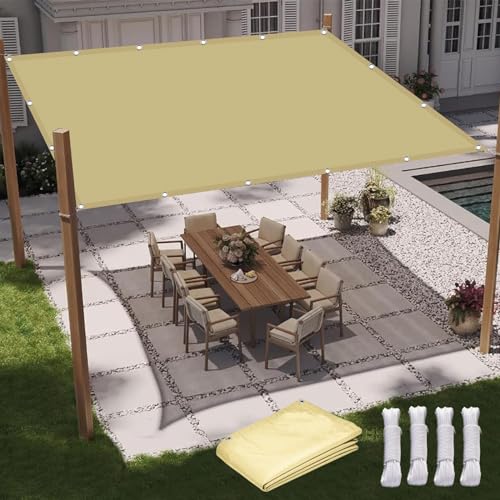 Voile d'ombrage 2.5x2.5m jaune sable avec oeillets contre la chaleur - 3
