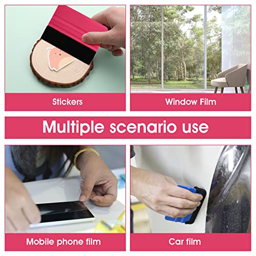 ASTER 2 Stück Rakel Set 10 x 7,2 cm Kunststoff Filz Rakel mit Filzkante, Filzrakel Werkzeug für Autofolien, Schutzfolien, Möbelfolien, Wandtattoo, Schaber Folienrakel mit Weichem Filz Tuch