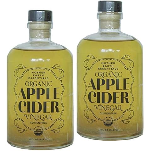 Mother Earth, Organic Apple Cider Vinegar with The Mother, Fresh Pressed Organic Apples, OACV, ACV, Raw, Unpasteurized, Unfiltered (2/14oz Apothecary Glass Bottles with Pour Spout) Cover