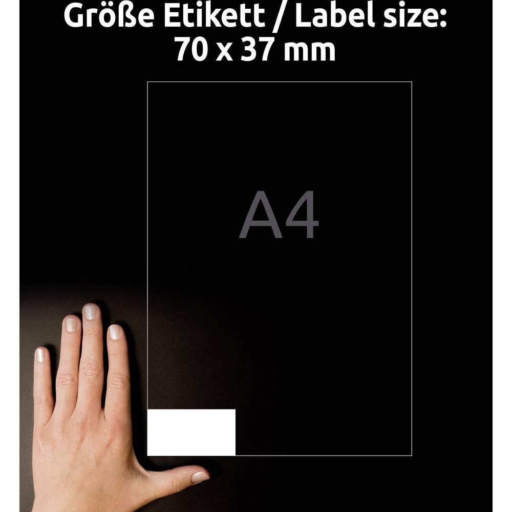 AVERY Zweckform 3474 naklejki adresowe (2400 etykiet samoprzylepnych, 70 x 37 mm na A4, papier matowy, etykiety nadawcze, samoprzylepne etykiety adresowe z ultragripem) 100 arkuszy, białe