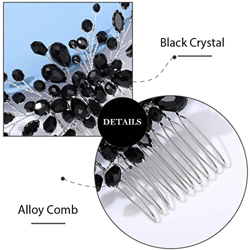 Earent Bride Wedding Hair Comb Black Crystal Hair Pieces Rhinestone Hair Accessories Bridal Side Combs For Women And Girls #TOP4