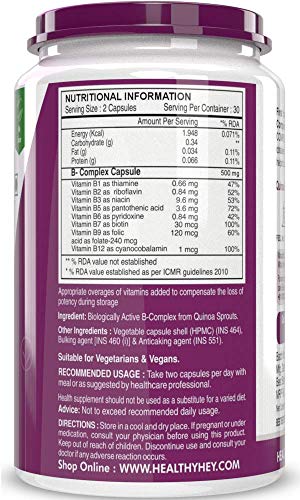 Image of HealthyHey Nutrition Vitamin B-Complex - 60 Vegetable Capsules - Pack of 2