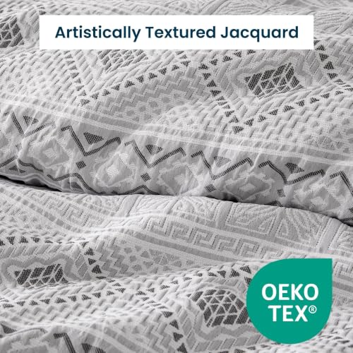 SLEEP ZONE Boho Duvet Cover Set Twin, 2 Pieces, Soft Jacquard, Gray - image 3