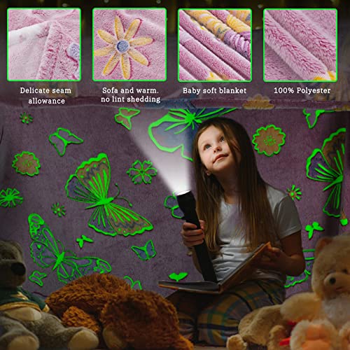 Image of Butterfly Gifts for Women Girls, Birthday Graduation Gifts for Girls Butterfly Blanket, Kids Toddler Glow in the Dark Blanket Soft, Cute Insect Throw Room Decor 40 inchx60 inch