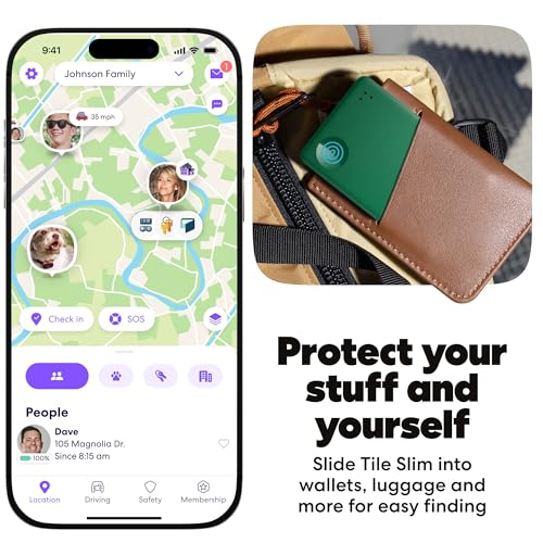 Image of Life360 Tile Slim - Wallet Finder, Bluetooth Tracker and Item Locator for Luggage Tags, Passports and More. Both iOS and Android Compatible. Phone Finder. 1-Pack (Green Surf)