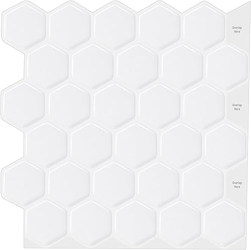 WalDecoo Azulejos hexagonales para despegar y pegar azulejos de pared autoadhesivos de 12 x 12 pulgadas se pegan en el protector contra salpicaduras