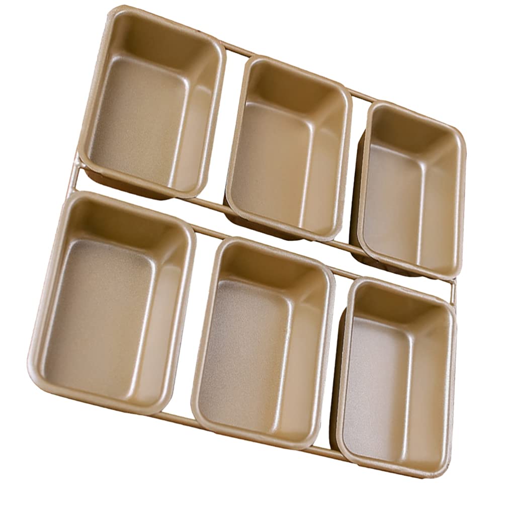 HemotonSquare Griddle Bread Loaf Pan Non- Stick Pan 6 Grids Iron Baking Pan Loaf Pan Toast Mould Baking Tray Bakeware Baking Gadget for Home Bakery Golden Square Cake Mold Loaf Tin