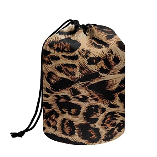 COEQINE Make-up-Taschen mit Kordelzug, große Kapazität, Kosmetiktasche für Damen, Kulturbeutel, Gepardenmuster