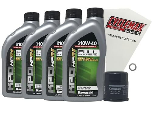 Cyclemax Full Synthetic Oil Change Kit compatible with 2004-2023 Kawasaki Ninja ZX-10R