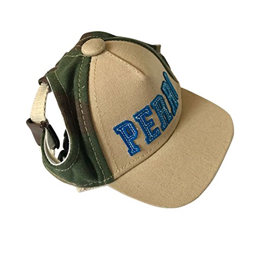 feiling Casquette de Baseball pour Chiot Petit Chien Tendance Chat Chapeau de Soleil Réglable avec Trous d'oreilles Sport Dog Hat avec Mentonnière Cap de Animaux (L, Vert) Cover