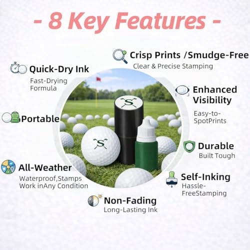 Tampon marqueur de balle de golf initiale lettre encre impermeable