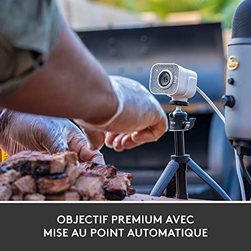 Logitech StreamCam : webcam pour streaming YouTube et Twitch, full HD 1080p 60Fps, connexion USB-C, détection des visages par IA, mise au point automatique, vidéo verticale - Blanc