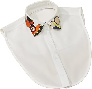 Chiffon Detachable Dickey Blouse False Collar Embroidery Animal Fake Half Shirt Collar for Women - Buy now