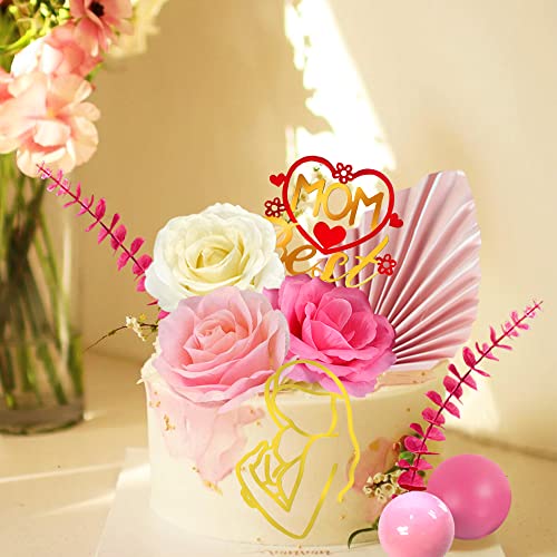 15Pcs Happy Mother's Day Cake Toppers Pink Balls Cake Toppers Flowers Cake Decorations For Mother's Day Party Supplies Mom's Birthday Party (Mother's Day) #TOP4