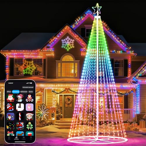 Curoee Christmas Light Show Set, 20ft Prelit Christmas Tree, Smart Snowflake Lights, LED Christmas Lights App Control & Music Sync for Party Wedding Christmas Decorations Gifts