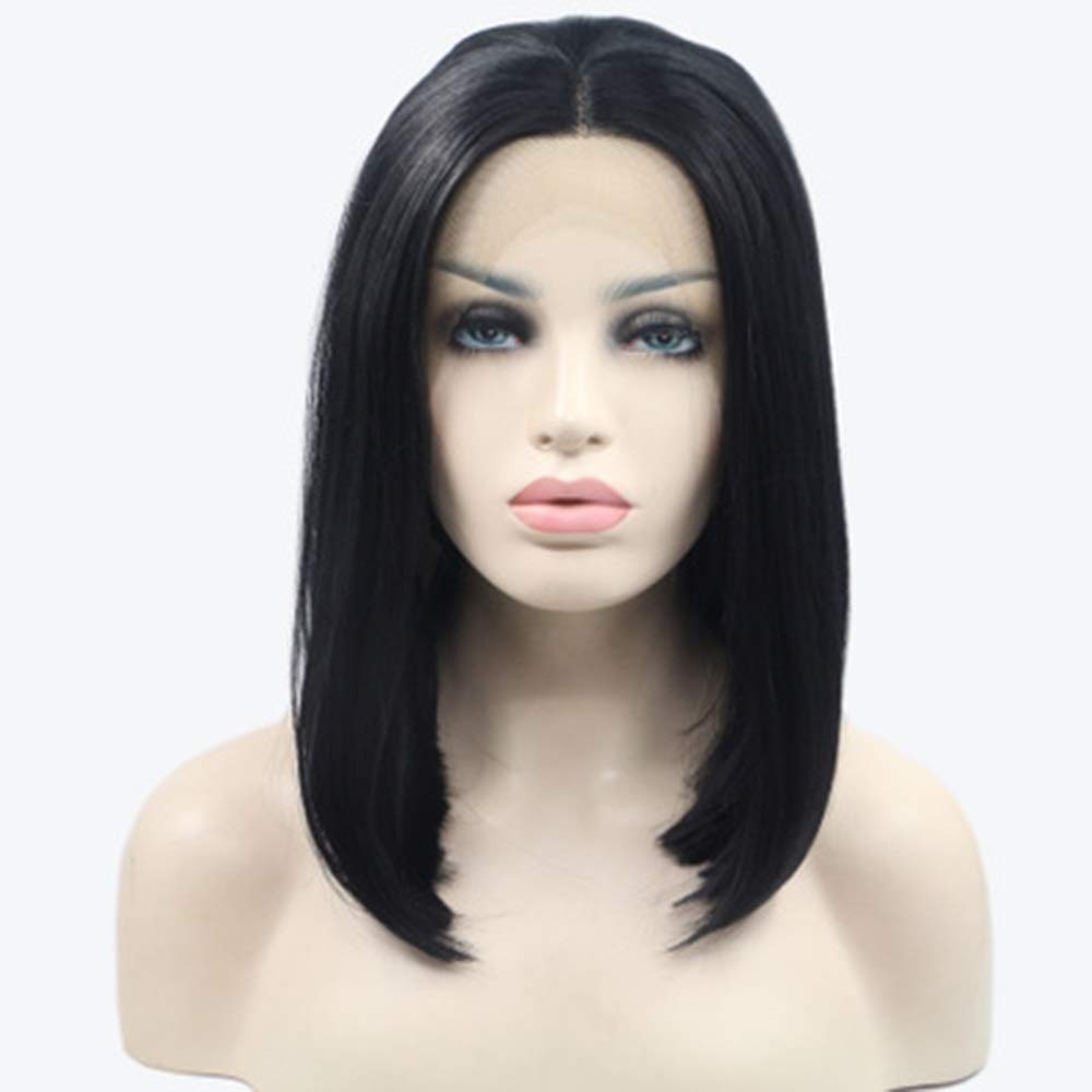 Perruque noir cheveux longs naturelle style micro-rouleau pour vos soirées