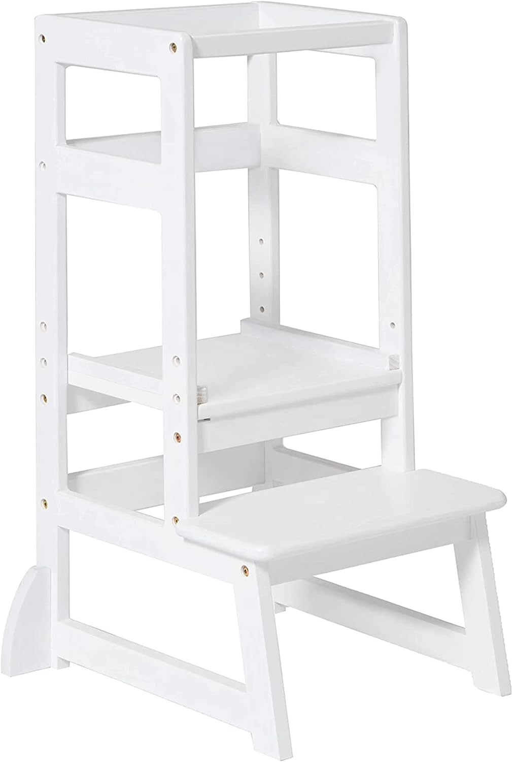 SDADI LT05W Mother's Helper Adjustable Height Kitchen Step Stool, Children Kids Toddlers Counter Level Learning Stool for Kitchen and Bathroom, White