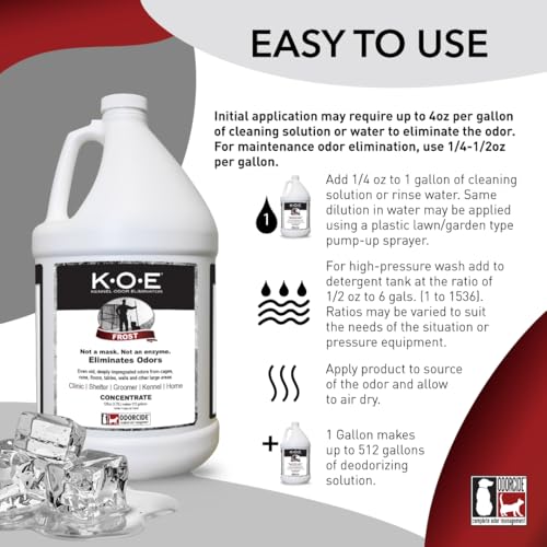 Image of Odorcide K.O.E Kennel Odor Eliminator Concentrate - For Cages, Runs & More - For Home & Kennel w /Safe, Non-Enzymatic Formula - Frost Scent -128 oz