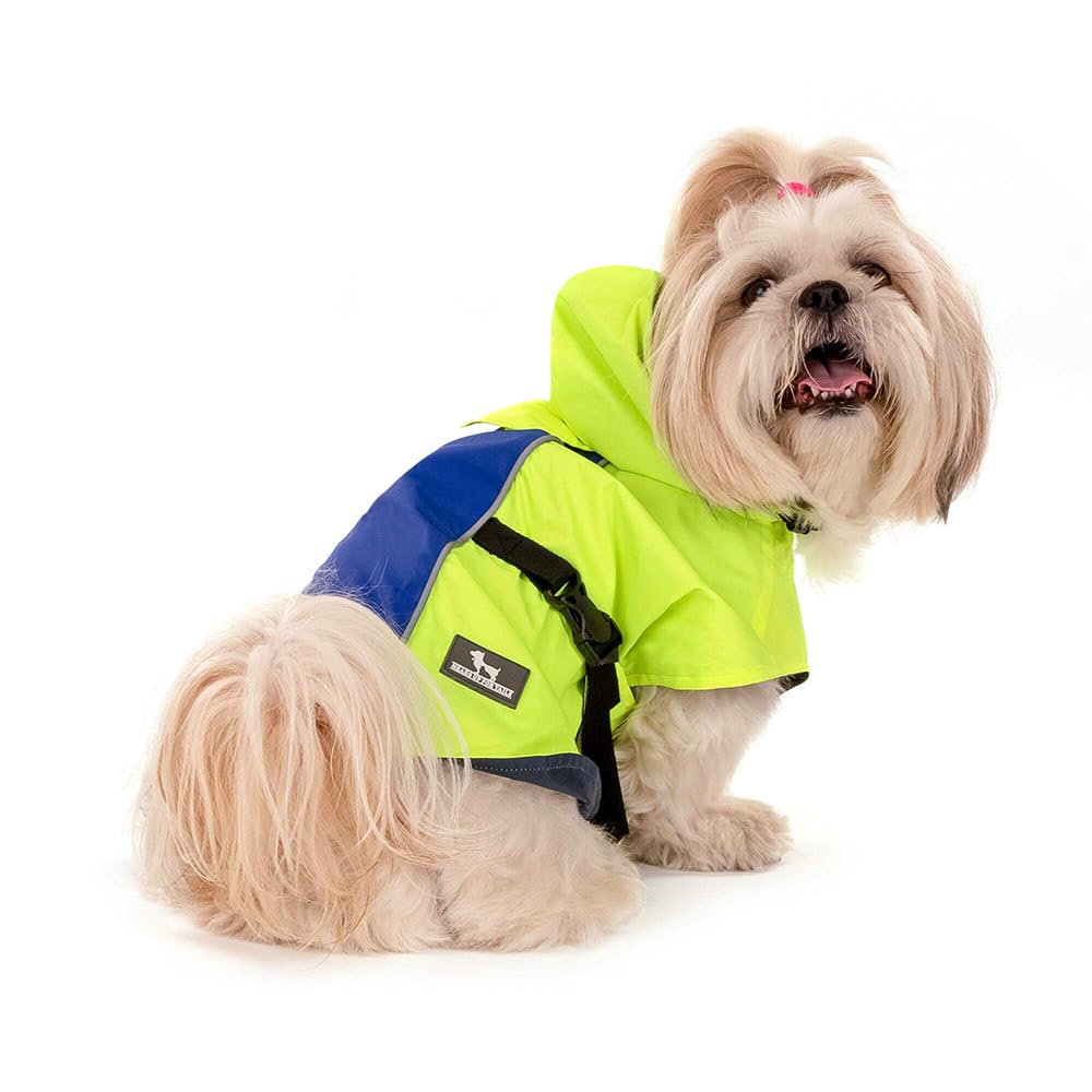Heads Up For Tails Neon Shower Dog Raincoat - Neon Green & Deep Blue (M) (B0C788TCBB) Amazon Price History, Amazon Price Tracker