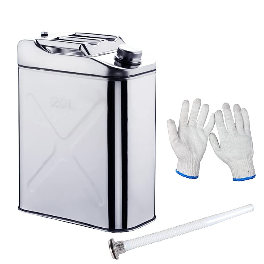 Generisch Dieses tragbare Kraftstofffass, tragbarer Benzinkanister aus Edelstahl 304, rostfreier Kraftstofftank mit Ölführungsrohr, 20 l (20 l)