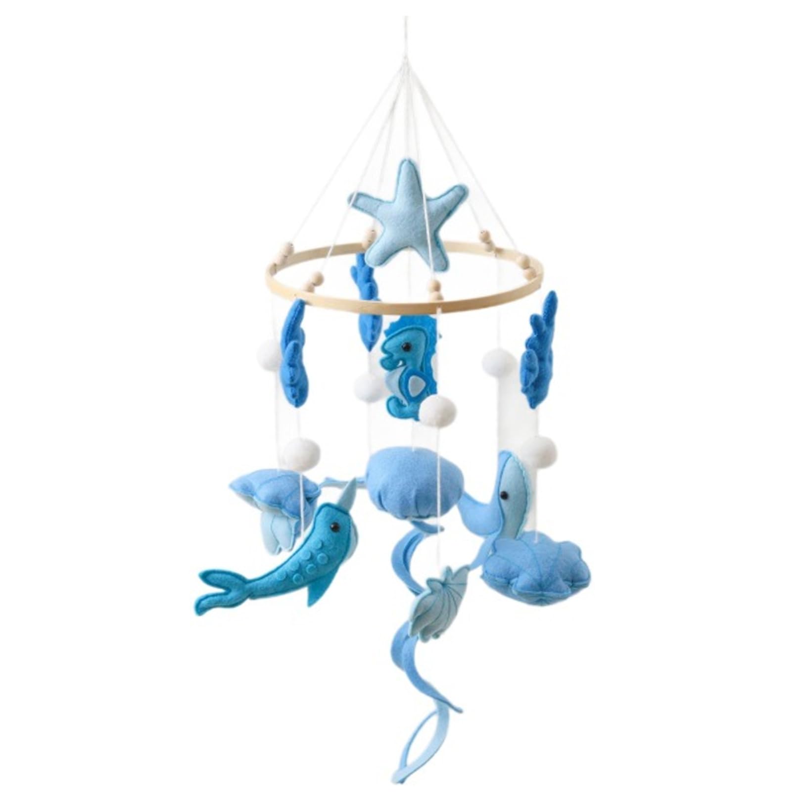 Dagllgew Blue Baby Crib Mobile, Ocean Theme Nursery Mobiles With Soft Plush Sea Creatures, Calming Visual Toy For Infant Crib, And White Mobile For Cribs Baby For Nursery Mobiles