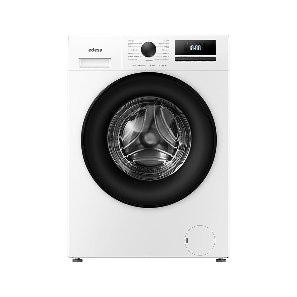 Edesa Lavatrice libera installazione EWF-9400 WH 9 KG Caricamento frontale 16 programmi grande capacità lavato 9 kg grande velocità 1400 r.p.m blocco sicurezza e porta display LED colore/finitura