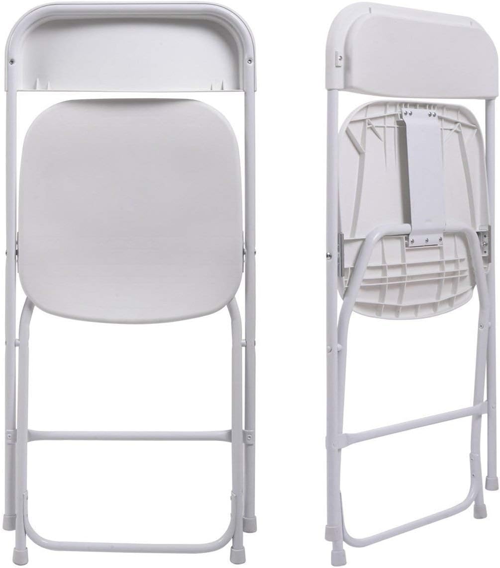 VINGLI 10 Pack White Plastic Folding Chair, Indoor Outdoor Portable Stackable Commercial Seat with Steel Frame 350lb. Capacity for Events Office Wedding Party Picnic Kitchen Dining : Patio, Lawn & Garden