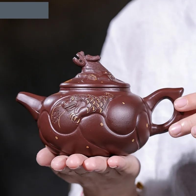 Teekanne, Reise-Teesets, handgeschnitzte chinesische Teekanne aus lila Sand, Kaffeekanne für Zuhause, tragbare Reise-Teekanne, Teekessel