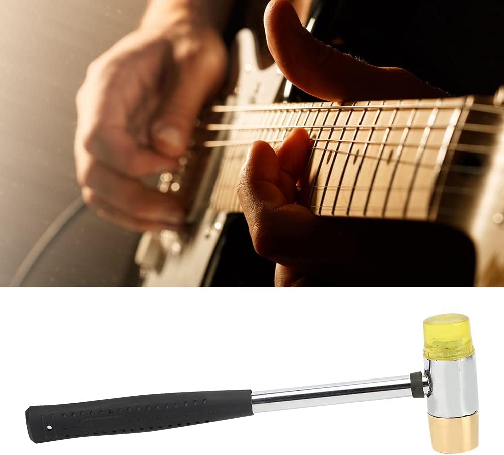 Guitar Fret Hammer, German Style Soft Rubber Handle Brass UHMW Heads for Luthiers Musicians Guitar Repair Maintenance Tool for Professional Instrument Craftsmen Home Workshop
