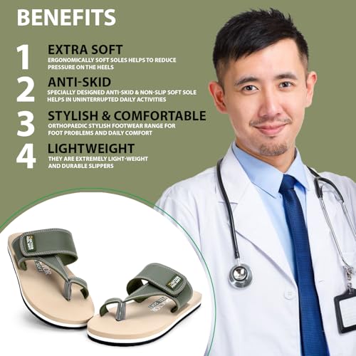 Image of Men's Comfort Slippers with Adjustable Strap | Cushioned Footbed & Shock Absorbing Sole | Lightweight Everyday Wear Slippers for Home, Office & Casual Walking