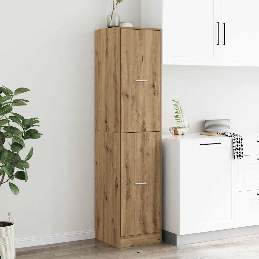 Apothekerschrank Artisan-Eiche 40x41x174,5 cm, Holzwerkstoff, Mehrzweckschrank mit Auszug, robuster Stauraum für Küche, Büro, Wohnzimmer, vielseitiges Möbelstück