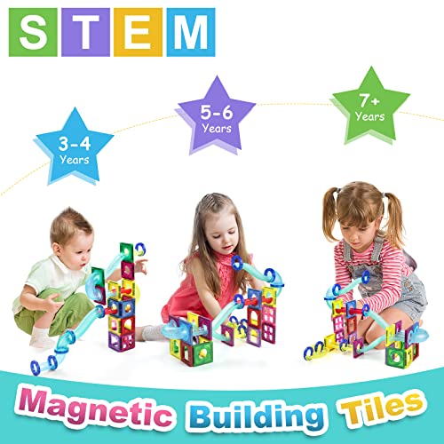 Magnetic Tiles, Pipe Magnetic Blocks for Toddlers, 3D Clear Magnets Toys,  STEM Toy Children Magnetic Tiles Building Set Christmas Gift for Kids Boys  Girls Age 3 4 5 6 7 8+ Year Old