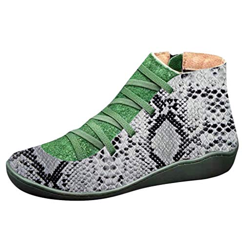 Fannyfuny Zapatos Mujeres Botas de Nieve de Invierno Vintage Botines de Cuero...