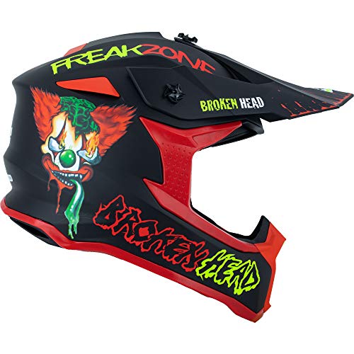 Foto von Broken Head FreakZone Motocross-Helm Weiß-Grün-Pink matt – Cross-Helm – MX – Quad – Supermoto (M 57-58 cm)