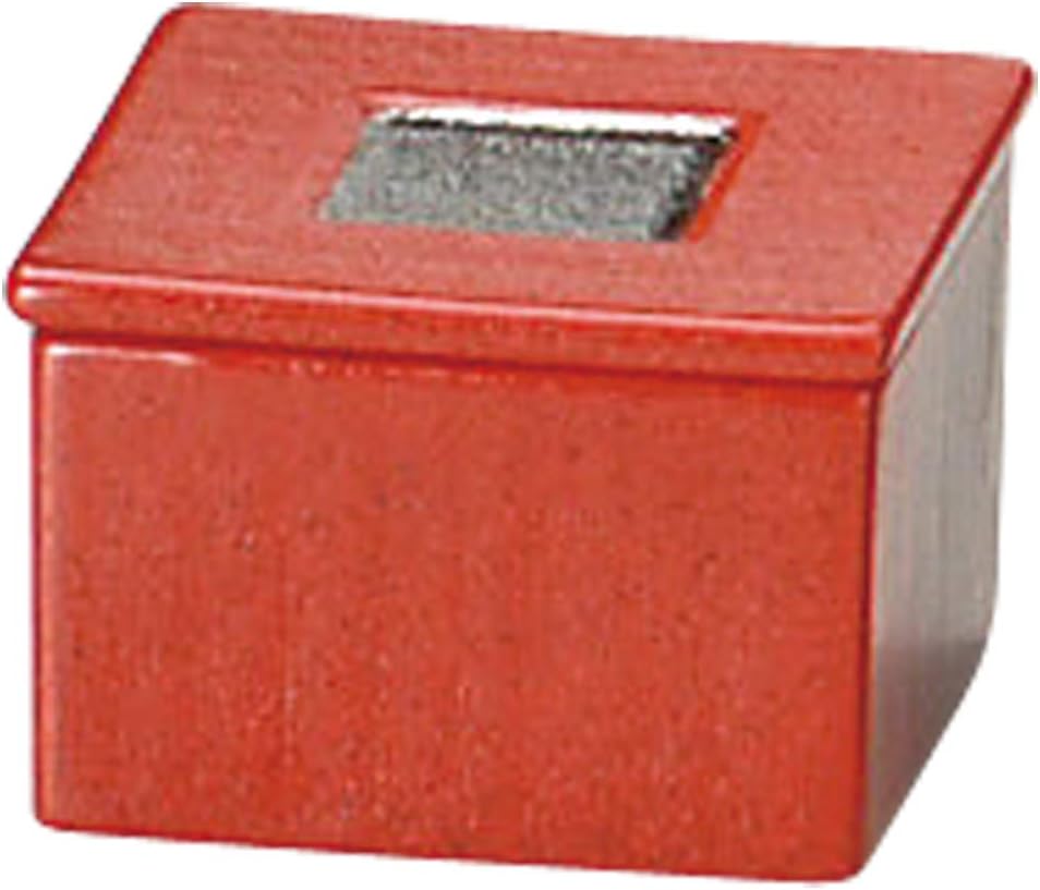 Yamashita Kogei 14090630 Condiment Container, Red, 3.0 x 3.0 x 2.0 inches (7.5 x 7.5 x 5.1 cm), Yuzu Red Crystal Raster Square Lid