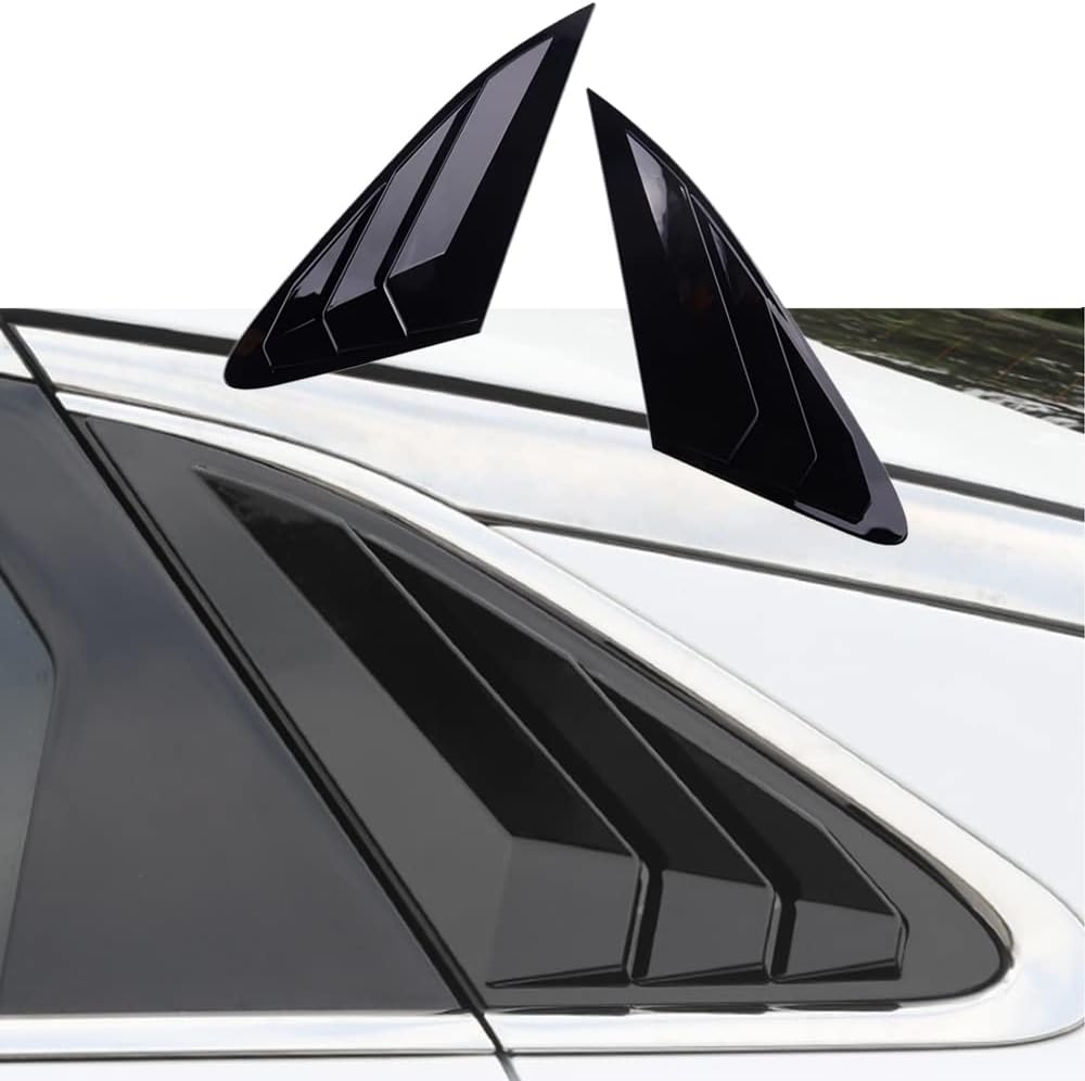 CEBAT 2PCS ABS Bright Black Racing Style Rear Side Window Louvers Air Vent Scoop Shades Panel Cover Auto Exterior Decoration Trim Accessories for KIA K5 2021 2022 2023 2024 2025