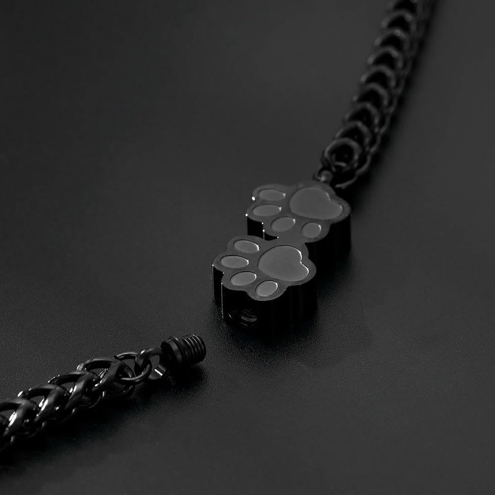 Customized Urn Bracelet Double Dog Paw Design Stainless Steel Snake Chain Adjustable Pet/Human Ashes Holder Elegant Gift Jewelry-D