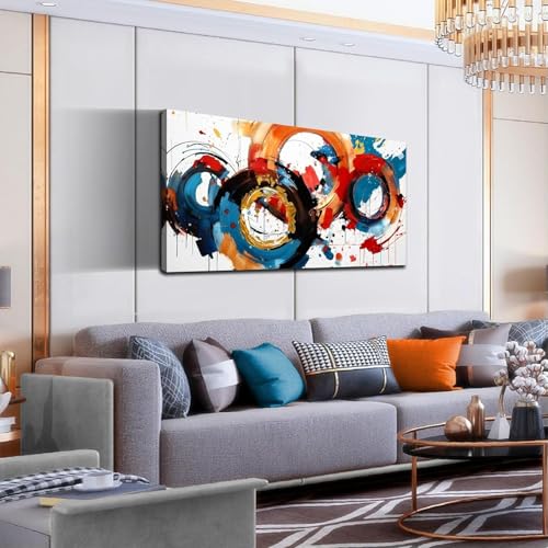 Toile abstraite grand format 40x80cm de style moderne avec cadre