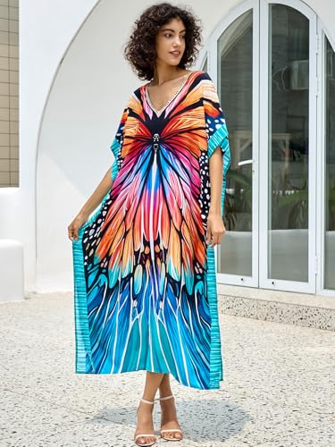Image of NFVNKJ Women's Plus Size Beach Lounge Kaftan Maxi Dress Swimsuit Coverup for Women