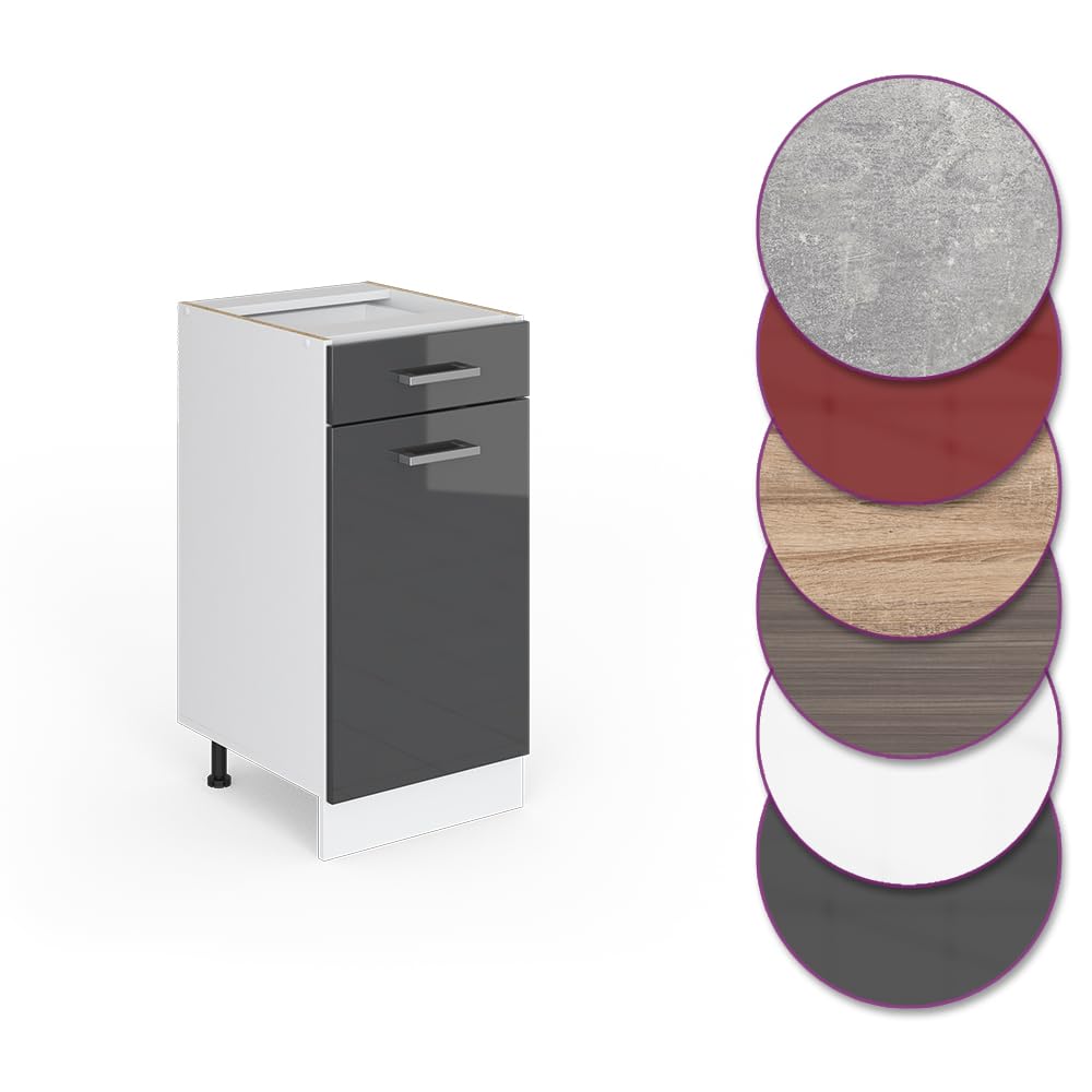 Vicco Mueble bajo de Cocina R-Line, Antracita Alto Brillo, 40 cm sin encimera, para combinación Libre Dentro de Sistemas de Cocina modulares