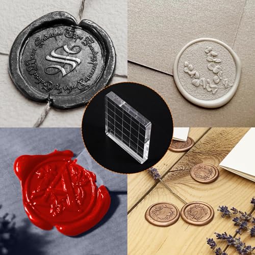 6 Pcs Acrylic Stamp Block, Clear Stamps with Grid Lines for DIY Crafts Scrapbooking Card Making Ornaments Stamping Projects