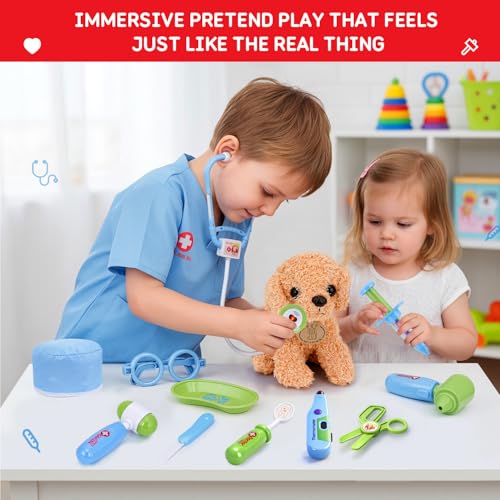 Image of Meland Doctor Kit for Kids with Puppy, Pretend Play Toy Gift for Ages 3-6 | A wonderful gift for toddler kids, everything need for little doctors,encourage caring through role play, simple to store