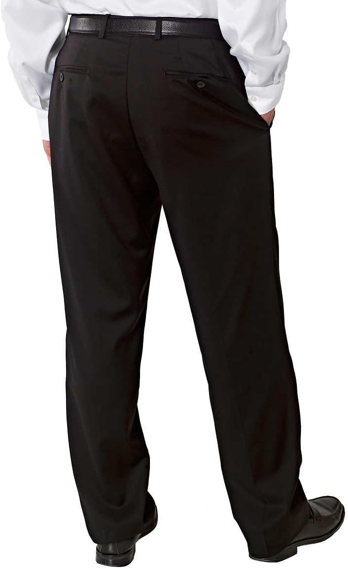 KIRKLAND Signature Mens Wool Flat Front Dress Pant-Open Bottom Hem (38X32, Black) - Image 2