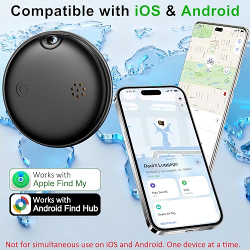 Image of 2026 Upgrade 4-Pack Smart Bluetooth Tracker - Android AirTag, Works with iOS Find My & Android Find Hub, IP68 Waterproof, Loud Ring, Replaceable Battery, for Luggage Keys Wallet Backpack