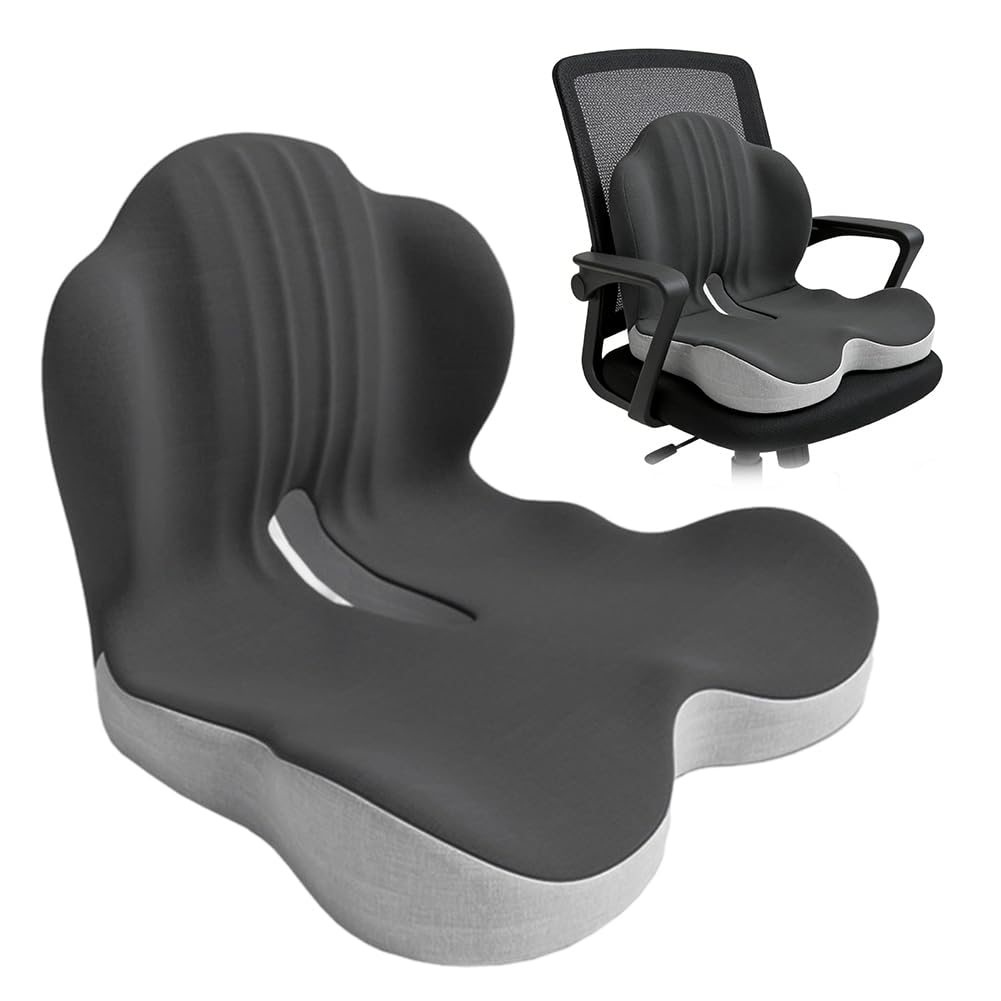 Cuscino ortopedico per sedile con supporto lombare, cuscino per sedile in memory foam, cuscino in memory foam per coccige, cuscino di supporto lombare per sciatica e coccige, cuscino per emorroidi per