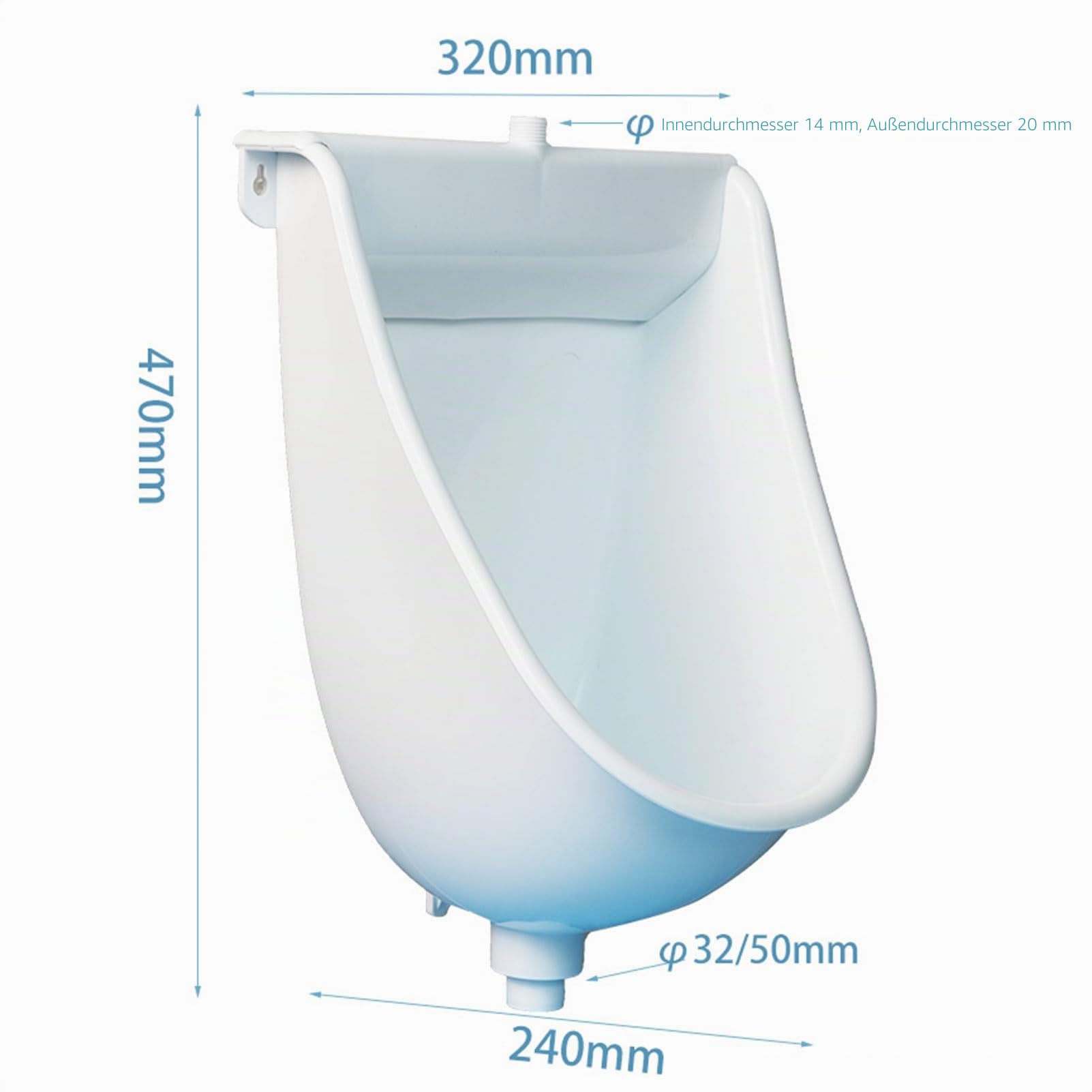 Großes Outdoor-Wasserloses Urina für Männer,Kunststoff-Badezimmer-Spritzwassergeschützte Spül-Urinale mit Spülventil,Wandmontierter Urin-Umleiter Outdoor-Camper-Urinale tragbares Männer-Urinal