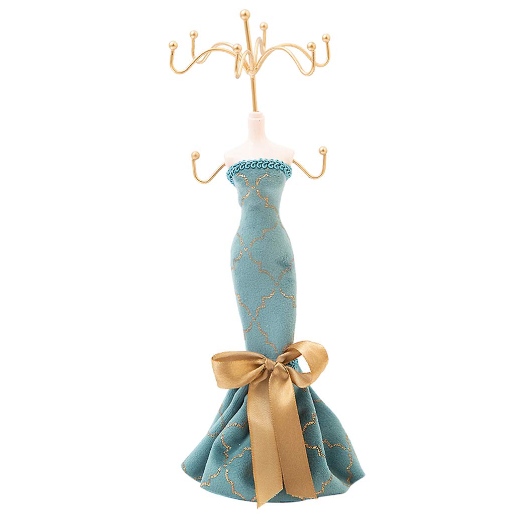 Bonarty Elegant Lady Model Earring Display Rack Mannequin Princess Dress Necklace Jewelry Stand Holder for Women Girls, Blue