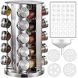 CAM2 Rotating Spice Rack with Free Spice Jar Resend for 5 Years, Spice rack organizer for countertop, Seasoning organizer stainless steel, For Kitchen Cabinet Organizer