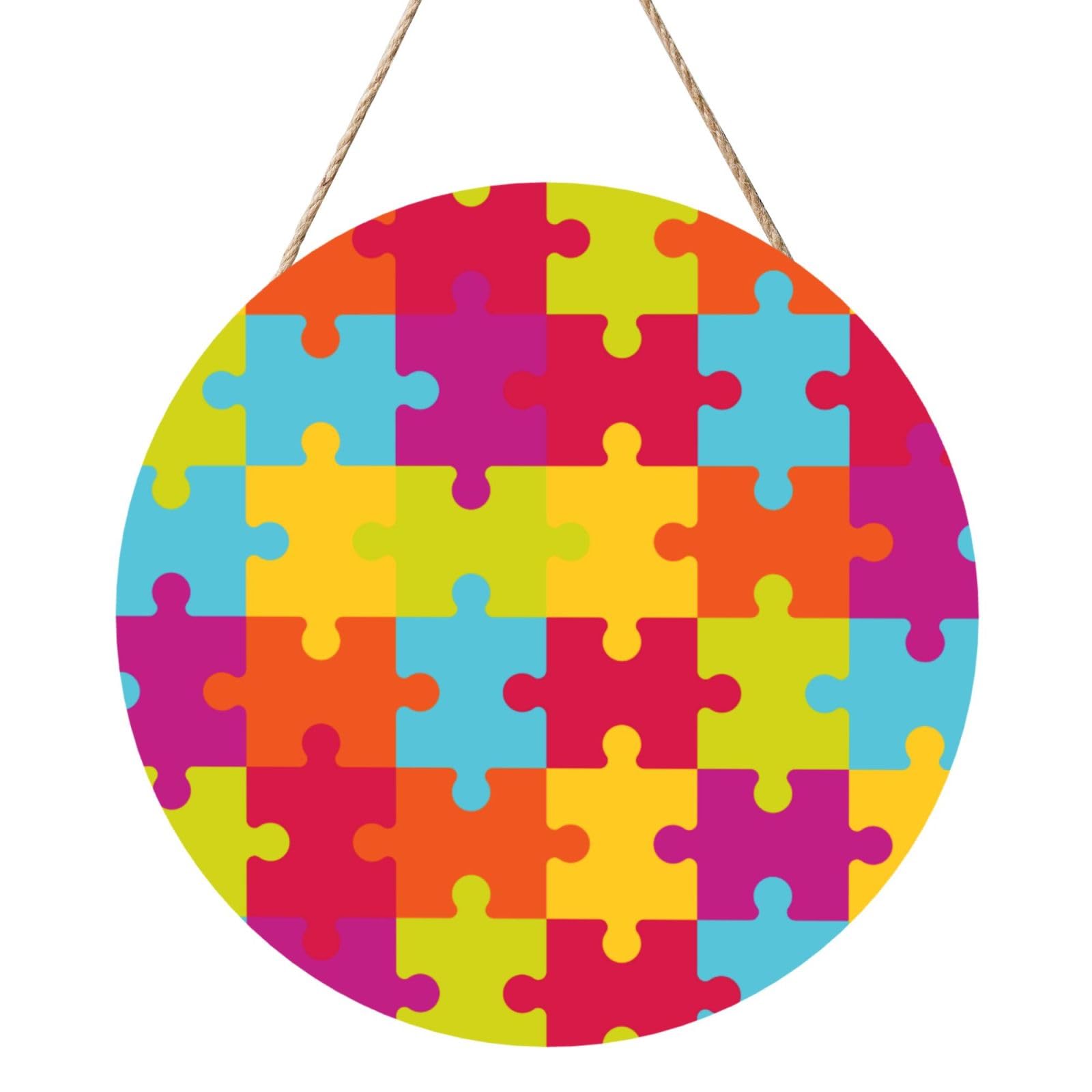 Autism Awareness Month Door Signs Plaques Wood Welcome Sign For Front Door Wall Hanging For Home Farmhouse Office Classroom Party Decoration
